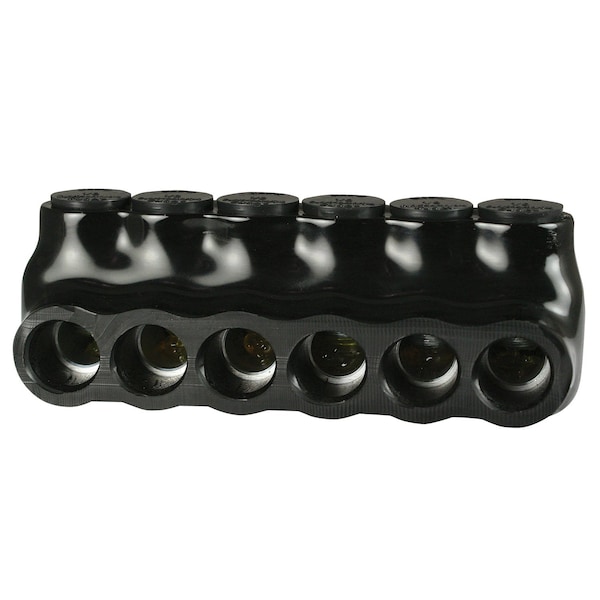 Asi Single Sided Multi Tap Connector 14 - 1/0 AWG 6 Port 600 V Black AICS1-0-6 - main